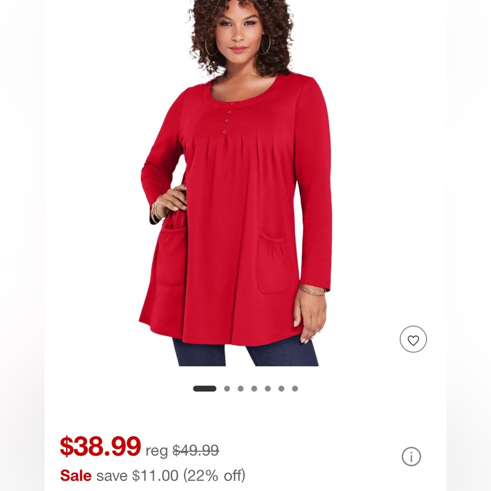 Roaman's Two Pocket Long Sleeve Soft Knit Swing Tunic 14/16
